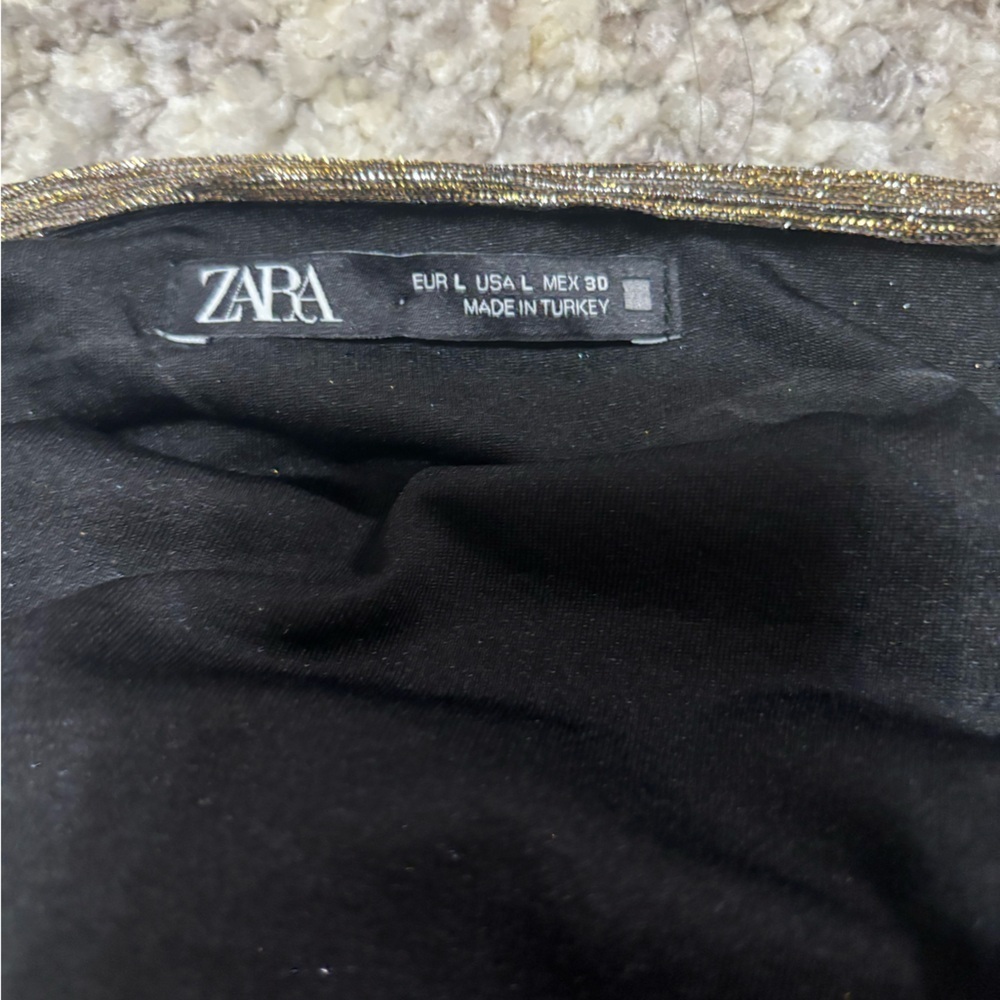 TOP Zara Green Goldish Bronze Ruched Tie Front Sleeveless Ruffle Tank Top - Picture 12 of 14